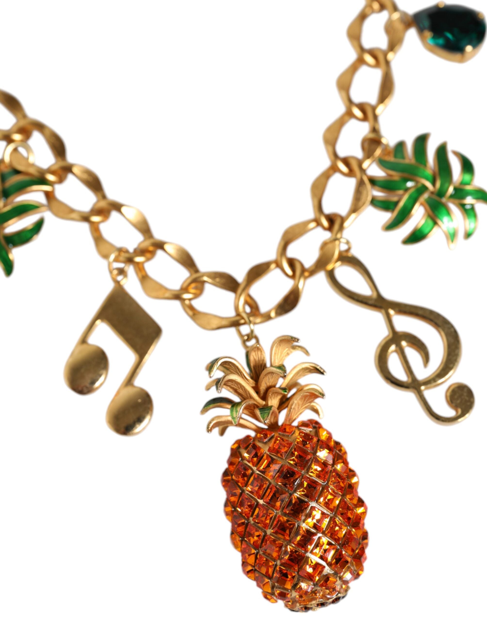 Dolce & Gabbana Gold Tone Brass Chain Pineapple Crystal Musical Necklace -   -  Dolce & Gabbana. Dolce & Gabbana Gold Tone Brass Chain Pineapple Crystal Musical Necklace -   -  Dolce & Gabbana.