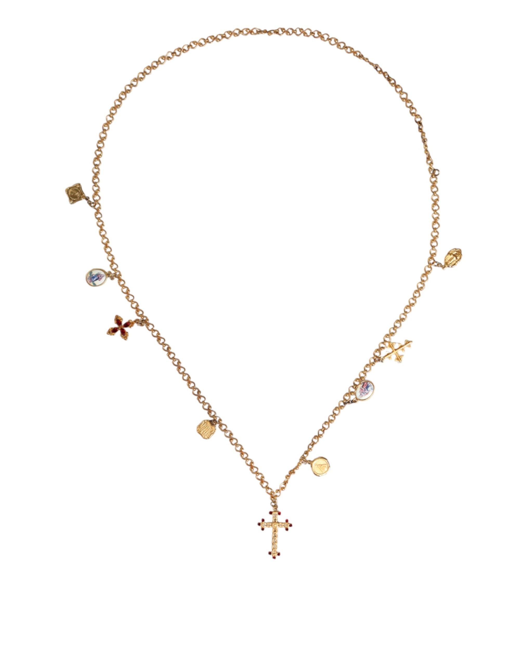 Dolce & Gabbana Gold Tone Brass Chain Religious Cross Pendant Necklace -   -  Dolce & Gabbana.