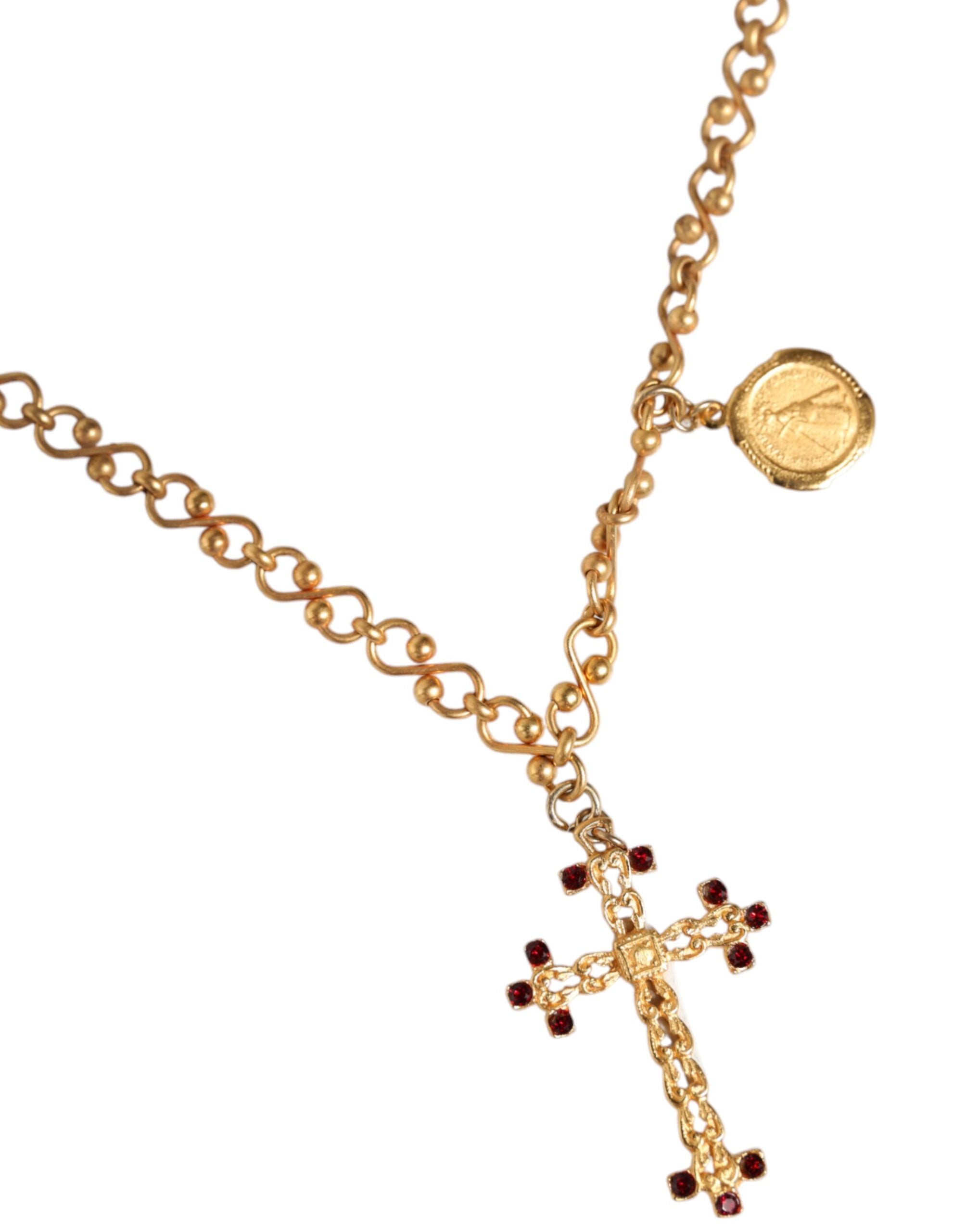 Dolce & Gabbana Gold Tone Brass Chain Religious Cross Pendant Necklace -   -  Dolce & Gabbana. Dolce & Gabbana Gold Tone Brass Chain Religious Cross Pendant Necklace -   -  Dolce & Gabbana.