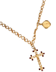 Dolce & Gabbana Gold Tone Brass Chain Religious Cross Pendant Necklace -   -  Dolce & Gabbana.