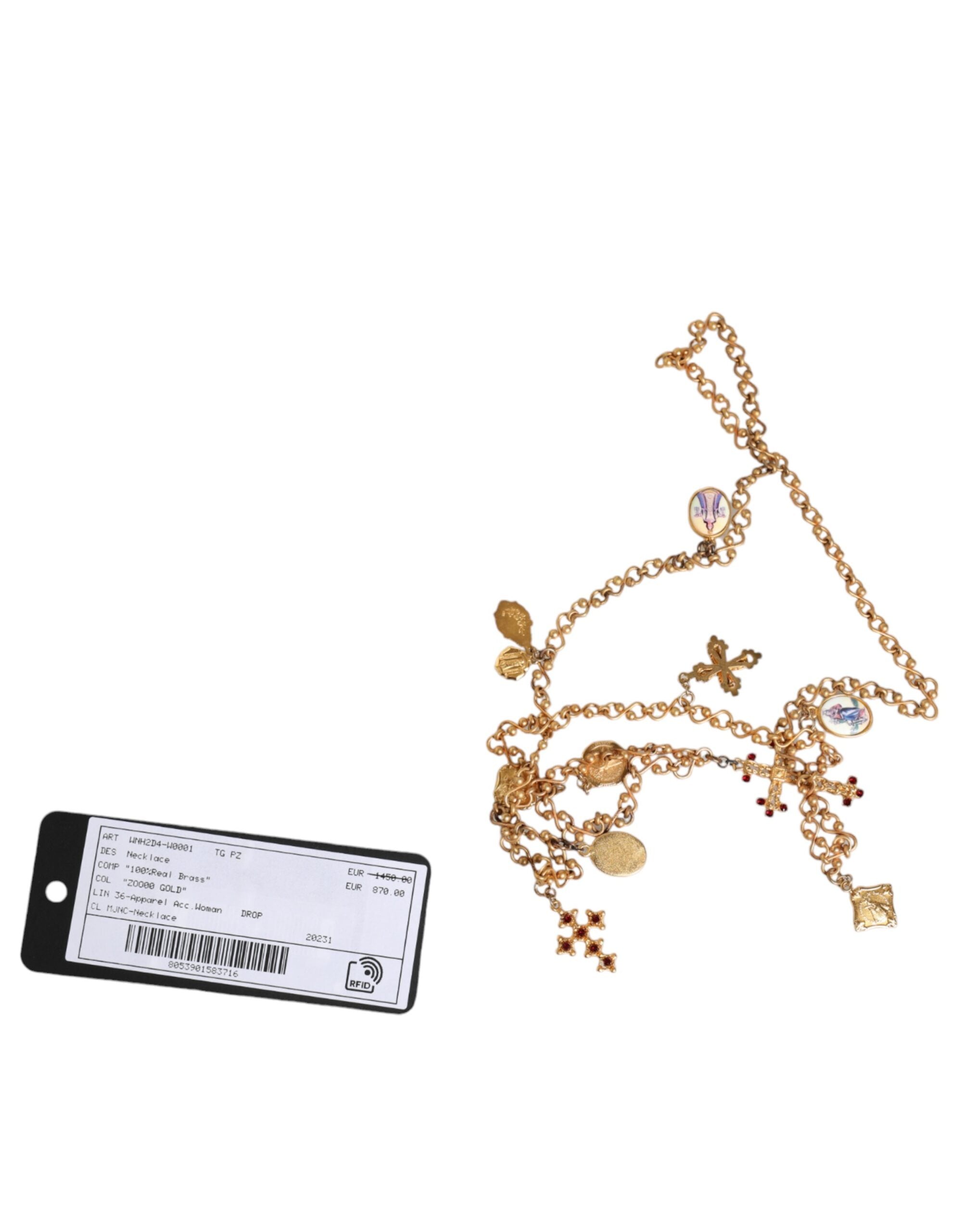 Dolce & Gabbana Gold Tone Brass Chain Religious Cross Pendant Necklace -   -  Dolce & Gabbana. Dolce & Gabbana Gold Tone Brass Chain Religious Cross Pendant Necklace -   -  Dolce & Gabbana.