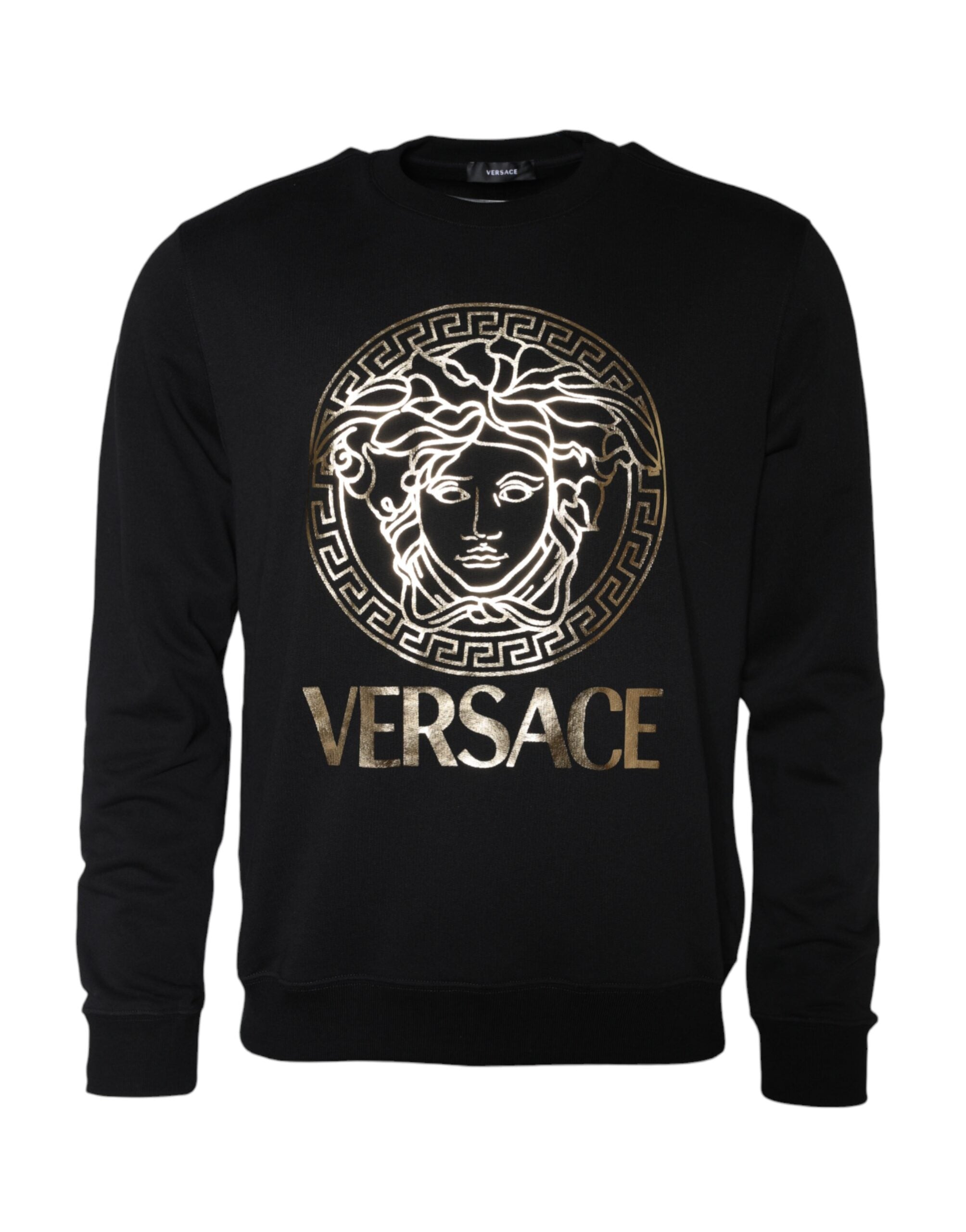 Versace Black Medusa Fleece Cotton Crew Neck Sweatshirt Sweater -   -  Versace.