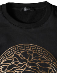 Versace Black Medusa Fleece Cotton Crew Neck Sweatshirt Sweater -   -  Versace.