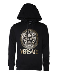 Versace Black Medusa Print Cotton HoodiePullover Sweatshirt Sweater -   -  Versace.