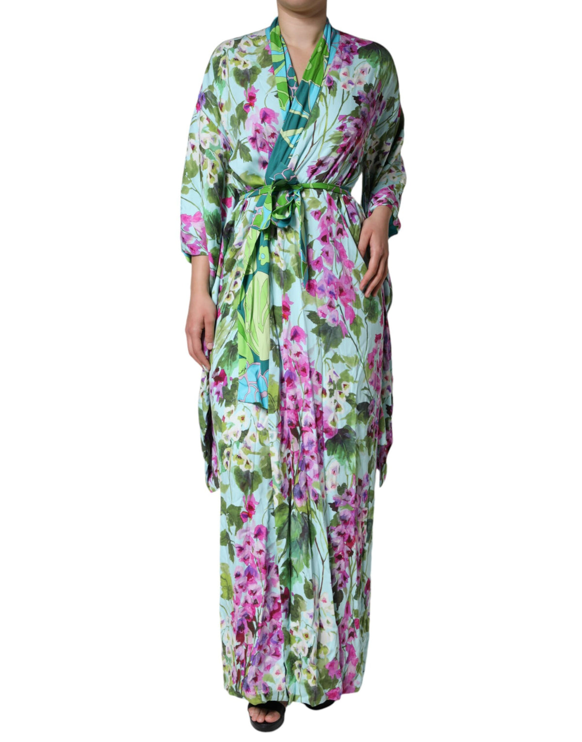 Dolce & Gabbana Multicolor Floral Silk Stretch Wrap Dress -   -  Dolce & Gabbana.