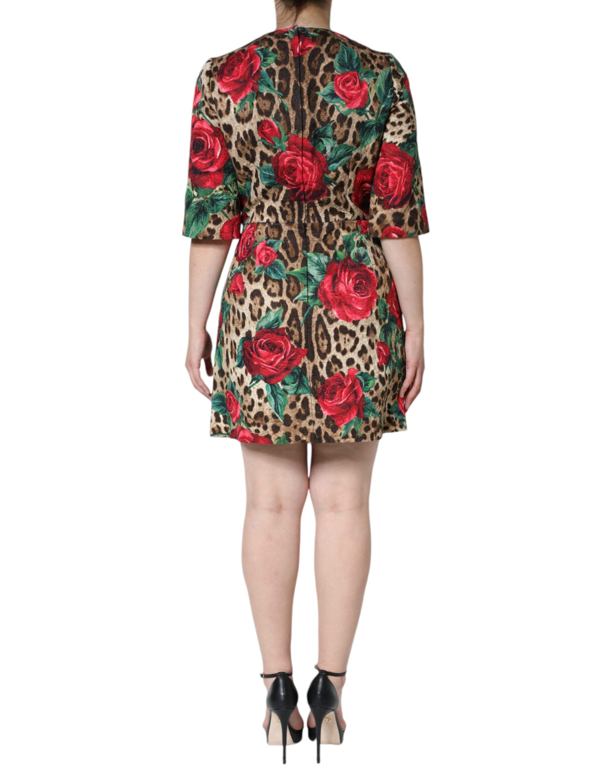 Dolce & Gabbana Brown Leopard Red Roses Cotton A-line Dress -   -  Dolce & Gabbana. Dolce & Gabbana Brown Leopard Red Roses Cotton A-line Dress -   -  Dolce & Gabbana.