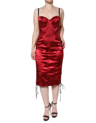 Dolce & Gabbana Red Bustier Corset Lace Bodycon Midi Dress -   -  Dolce & Gabbana.