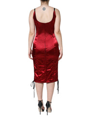Dolce & Gabbana Red Bustier Corset Lace Bodycon Midi Dress -   -  Dolce & Gabbana.