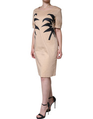 Moschino Beige Cotton Short Sleeve Knee Length Dress -   -  Moschino.