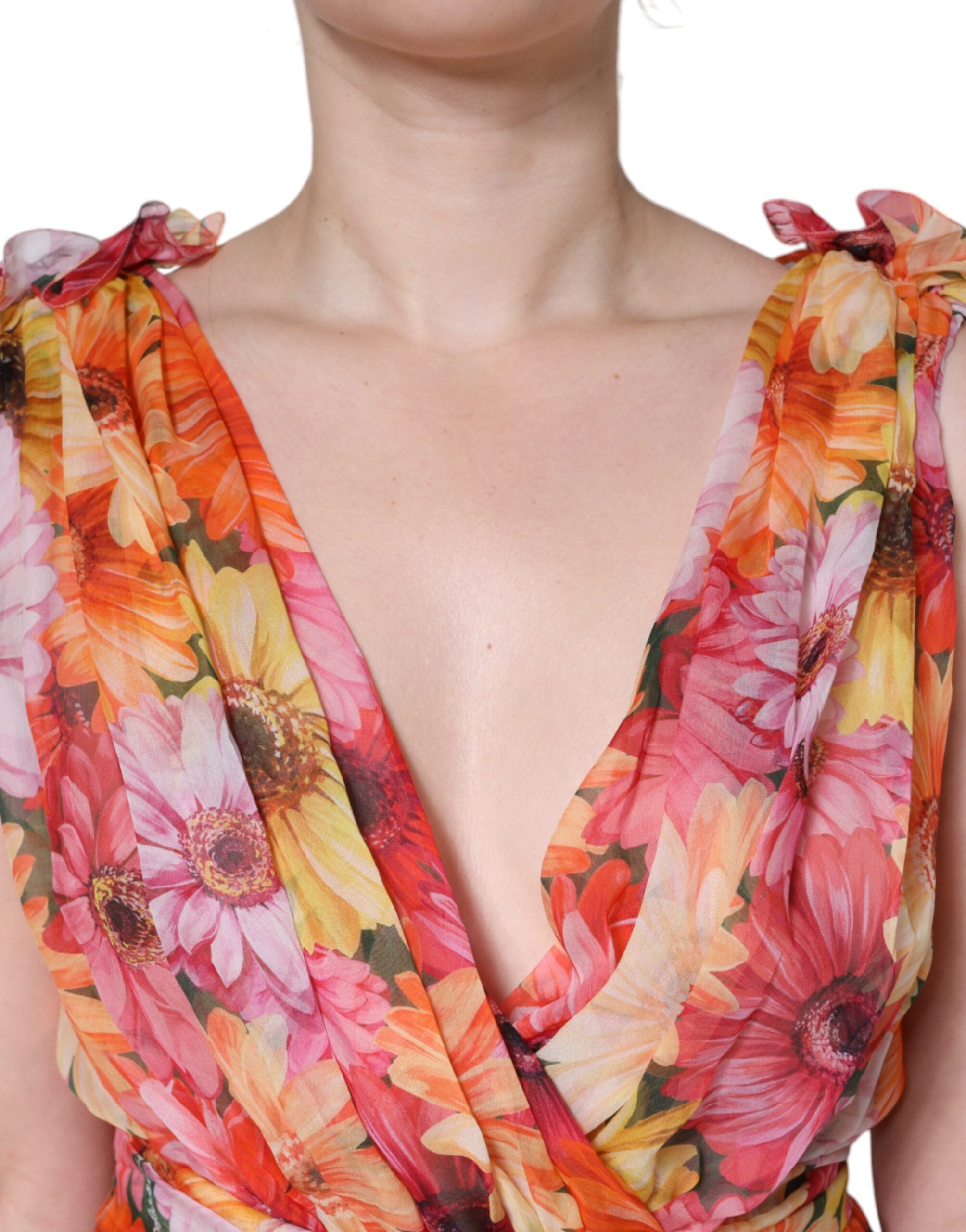 Dolce & Gabbana Multicolor Floral Sleeveless V-neck Midi Dress -   -  Dolce & Gabbana. Dolce & Gabbana Multicolor Floral Sleeveless V-neck Midi Dress -   -  Dolce & Gabbana.