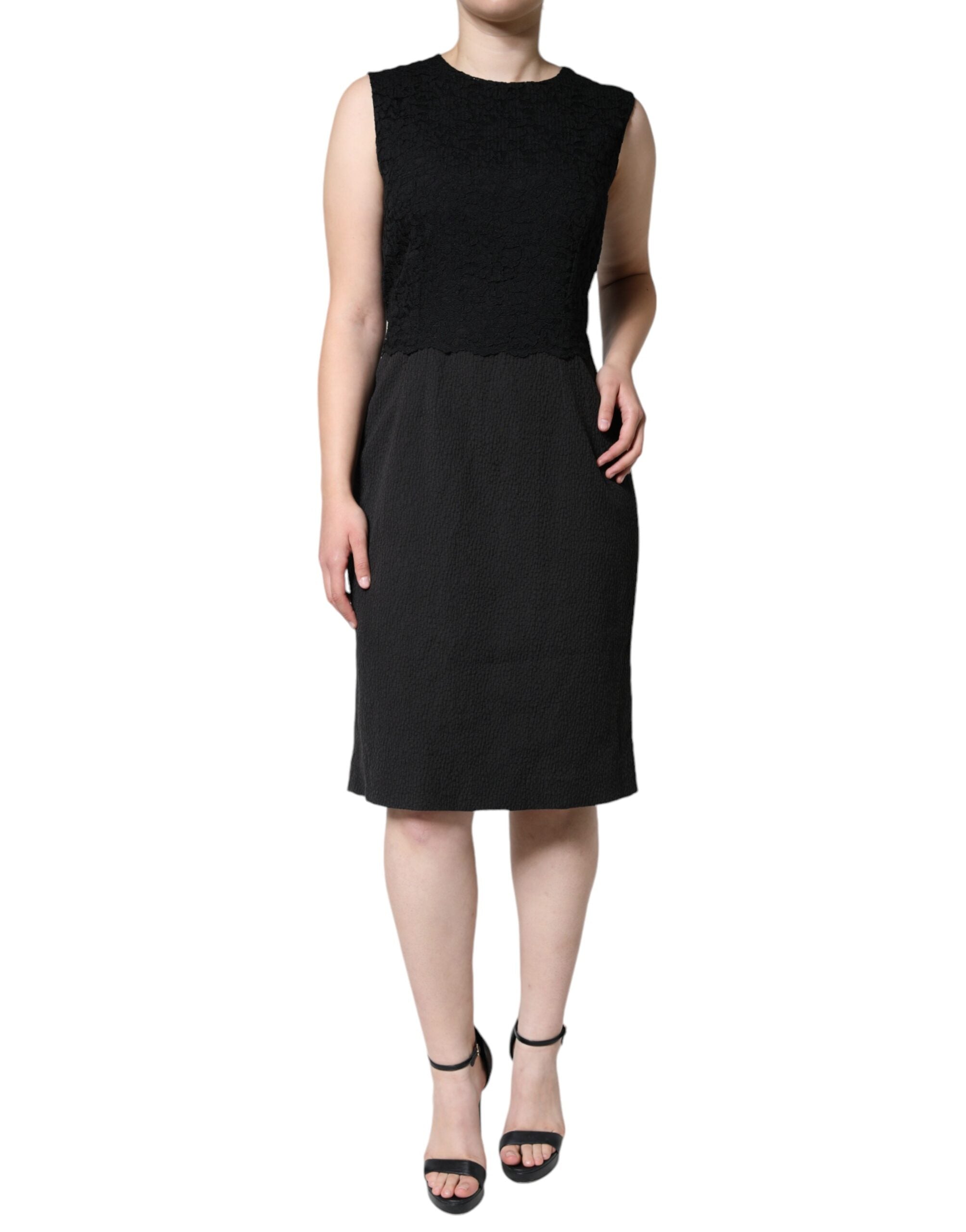 Dolce & Gabbana Black Cotton Sheath Knee Length Dress -   -  Dolce & Gabbana. Dolce & Gabbana Black Cotton Sheath Knee Length Dress -   -  Dolce & Gabbana.