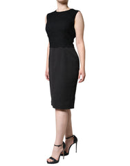Dolce & Gabbana Black Cotton Sheath Knee Length Dress -   -  Dolce & Gabbana.
