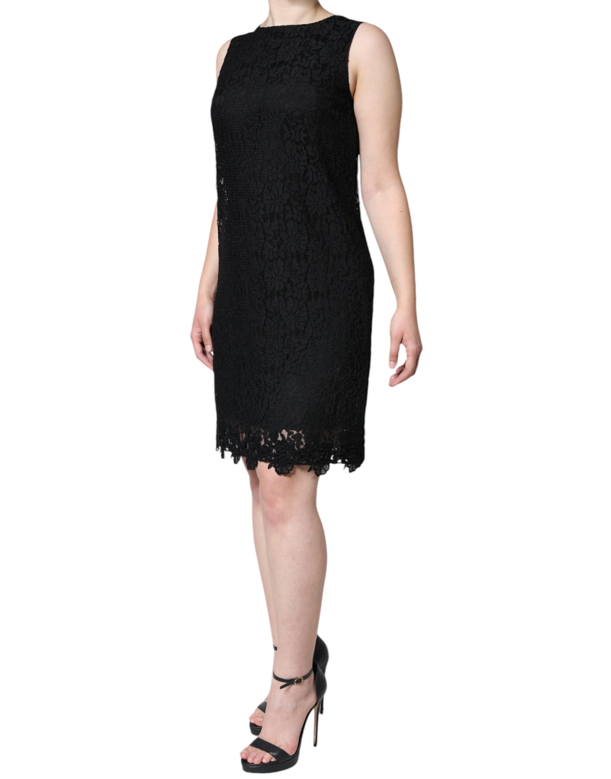 Dolce & Gabbana Black Floral Lace Sheath Sleeveless Mini Dress -   -  Dolce & Gabbana. Dolce & Gabbana Black Floral Lace Sheath Sleeveless Mini Dress -   -  Dolce & Gabbana.