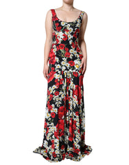 Dolce & Gabbana Black Floral Silk Sleeveless Long Gown Dress -   -  Dolce & Gabbana.