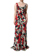 Dolce & Gabbana Black Floral Silk Sleeveless Long Gown Dress -   -  Dolce & Gabbana.