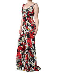 Dolce & Gabbana Black Floral Silk Sleeveless Long Gown Dress -   -  Dolce & Gabbana.