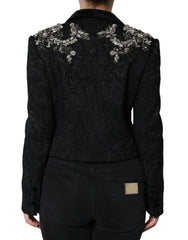 Dolce & Gabbana Black Jacquard Crystal Floral Jacket Blazer -   -  Dolce & Gabbana.