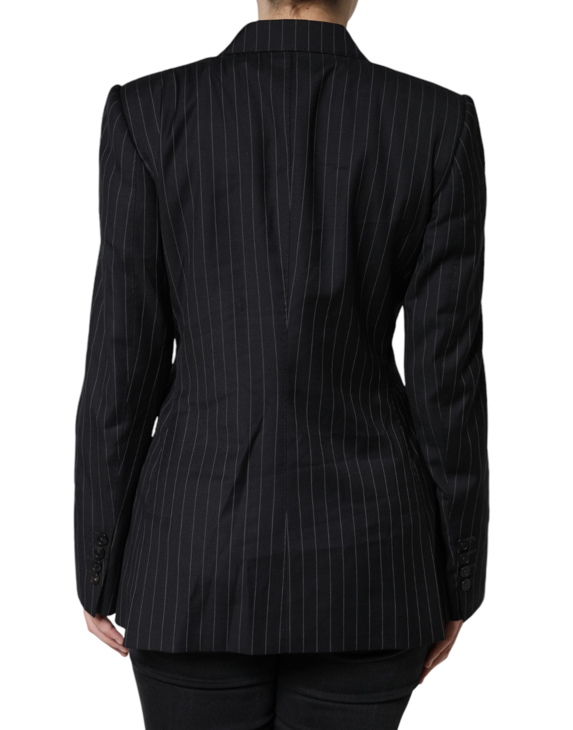 Dolce & Gabbana Black Striped Double Breasted Coat Jacket -   -  Dolce & Gabbana. Dolce & Gabbana Black Striped Double Breasted Coat Jacket -   -  Dolce & Gabbana.
