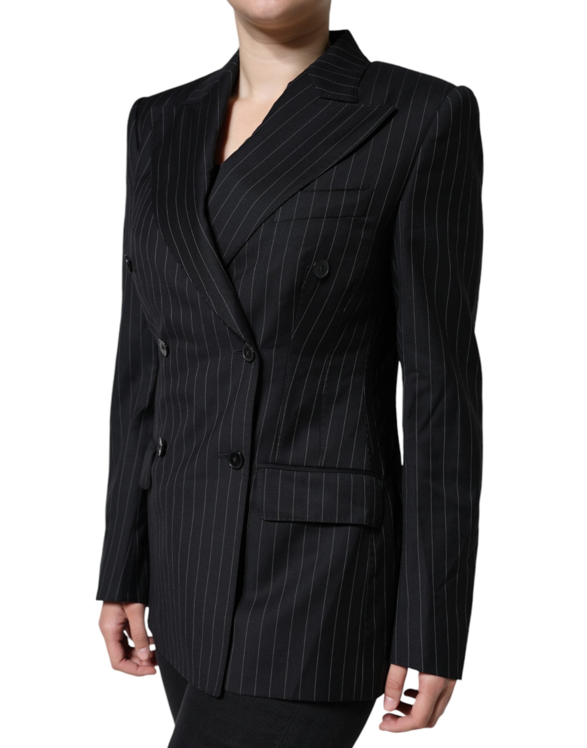 Dolce & Gabbana Black Striped Double Breasted Coat Jacket -   -  Dolce & Gabbana. Dolce & Gabbana Black Striped Double Breasted Coat Jacket -   -  Dolce & Gabbana.