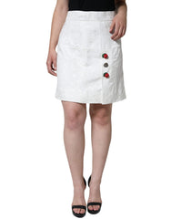 Dolce & Gabbana White Floral Brocade Embellished Mini Skirt -   -  Dolce & Gabbana.