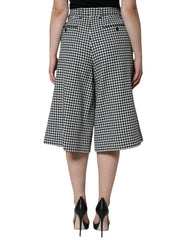 Dolce & Gabbana Black White Houndstooth Cropped Wide Leg Pants -   -  Dolce & Gabbana.