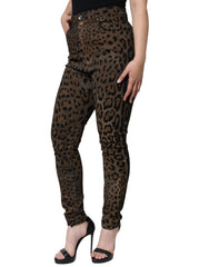 Dolce & Gabbana Brown Leopard Cotton Skinny Denim Jeans -   -  Dolce & Gabbana.