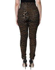 Dolce & Gabbana Brown Leopard Cotton Skinny Denim Jeans -   -  Dolce & Gabbana.