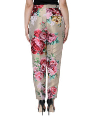 Dolce & Gabbana Beige Floral Jacquard High Waist Tapered Pants -   -  Dolce & Gabbana.