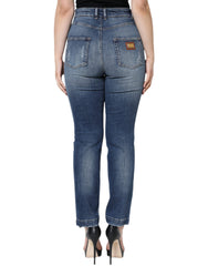 Dolce & Gabbana Dark Blue Cotton Tattered Skinny Denim Jeans -   -  Dolce & Gabbana.