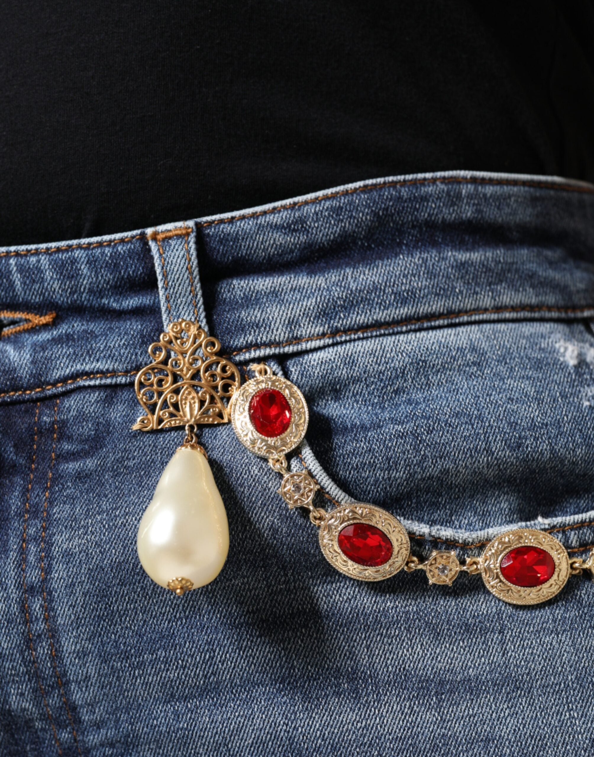 Dolce & Gabbana Dark Blue Cotton Tattered Skinny Denim Jeans -   -  Dolce & Gabbana. Dolce & Gabbana Dark Blue Cotton Tattered Skinny Denim Jeans -   -  Dolce & Gabbana.