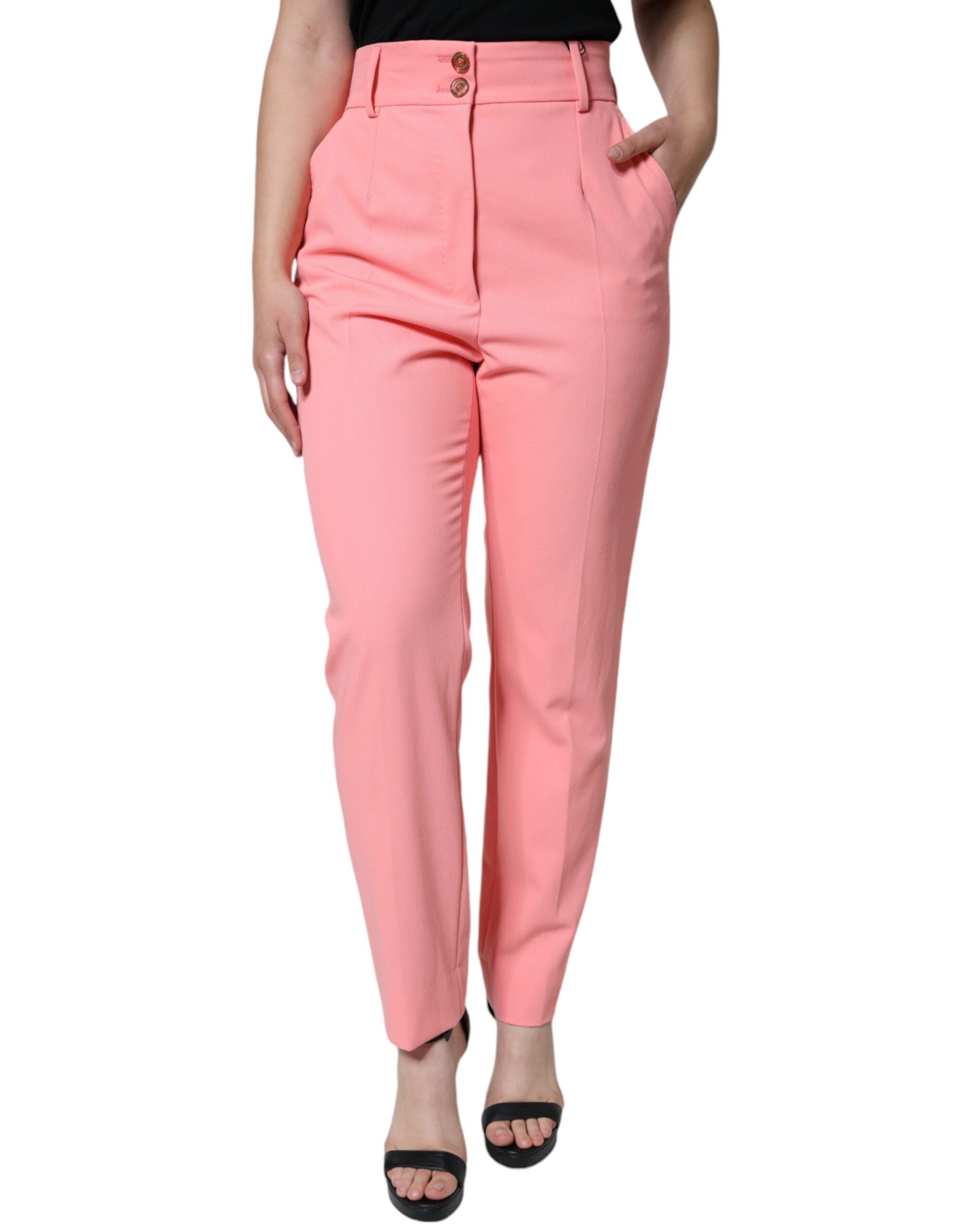 Dolce & Gabbana Rose Pink Polyester High Waist Tapered Pants -   -  Dolce & Gabbana.