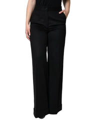 Dolce & Gabbana Black Cashmere Mid Waist Women Boot Cut Pants - - Dolce & Gabbana.