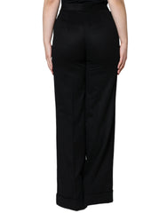 Dolce & Gabbana Black Cashmere Mid Waist Women Boot Cut Pants - - Dolce & Gabbana.