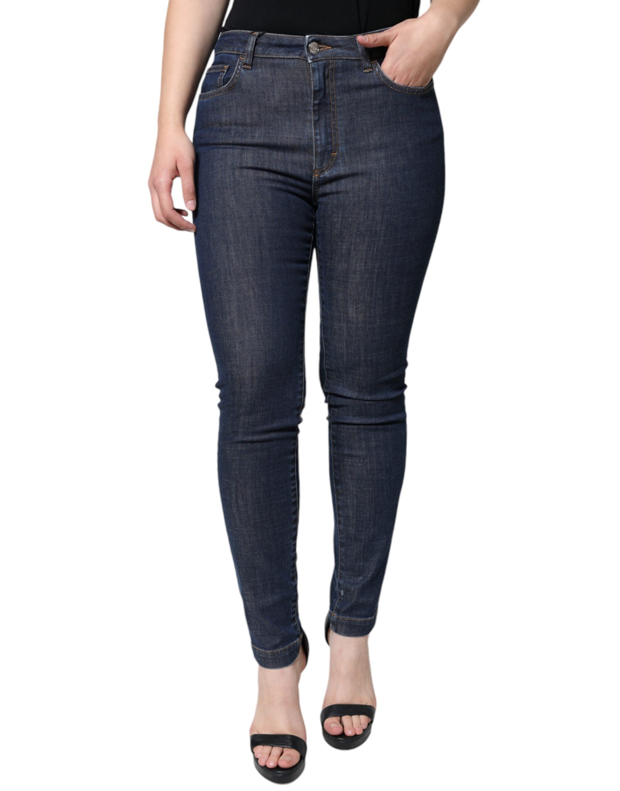 Dolce & Gabbana Dark Blue QUEEN Cotton Skinny Denim Jeans -   -  Dolce & Gabbana. Dolce & Gabbana Dark Blue QUEEN Cotton Skinny Denim Jeans -   -  Dolce & Gabbana.
