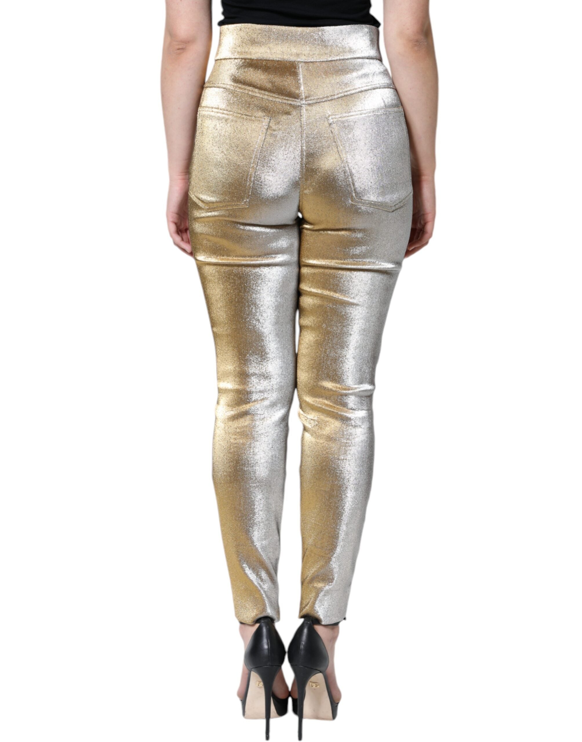 Dolce & Gabbana Metallic Gold High Waist Skinny Pants -   -  Dolce & Gabbana. Dolce & Gabbana Metallic Gold High Waist Skinny Pants -   -  Dolce & Gabbana.