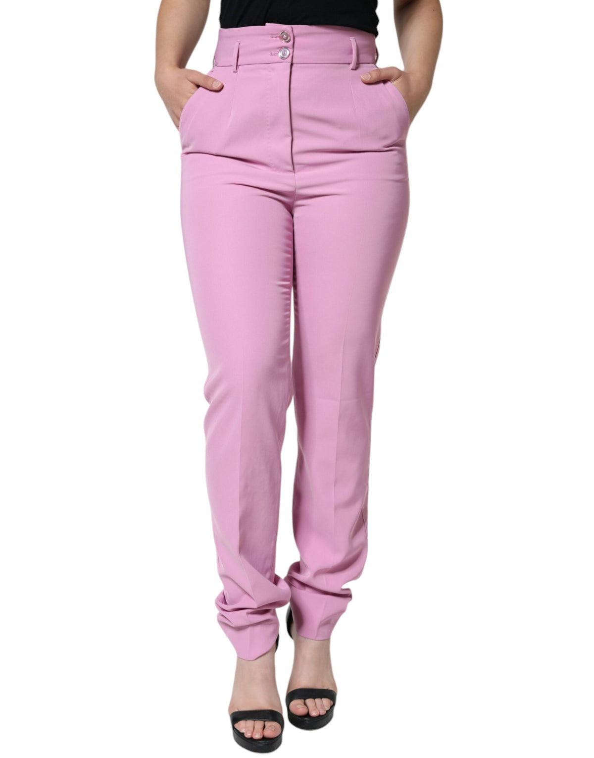 Dolce & Gabbana Pink Polyester High Waist Women Tapered Pants -   -  Dolce & Gabbana.