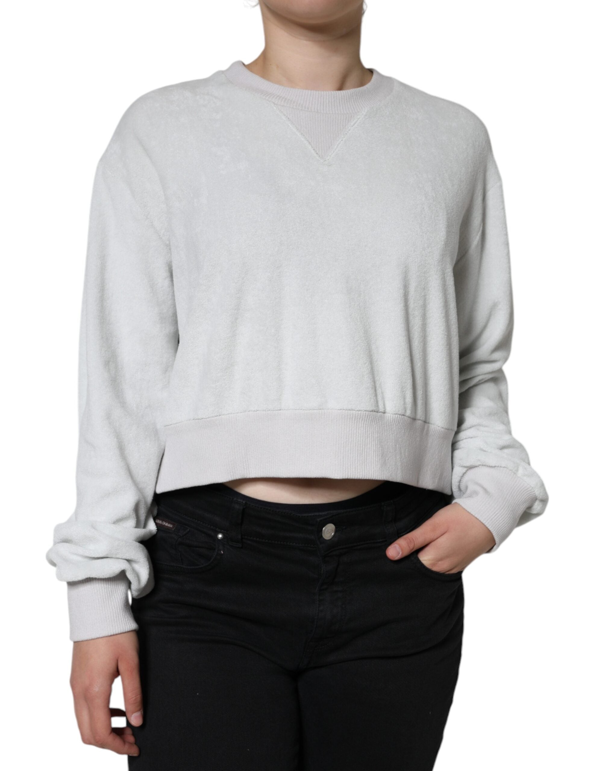 Dolce & Gabbana White Nylon Stretch Crew Neck Pullover Sweater -   -  Dolce & Gabbana.