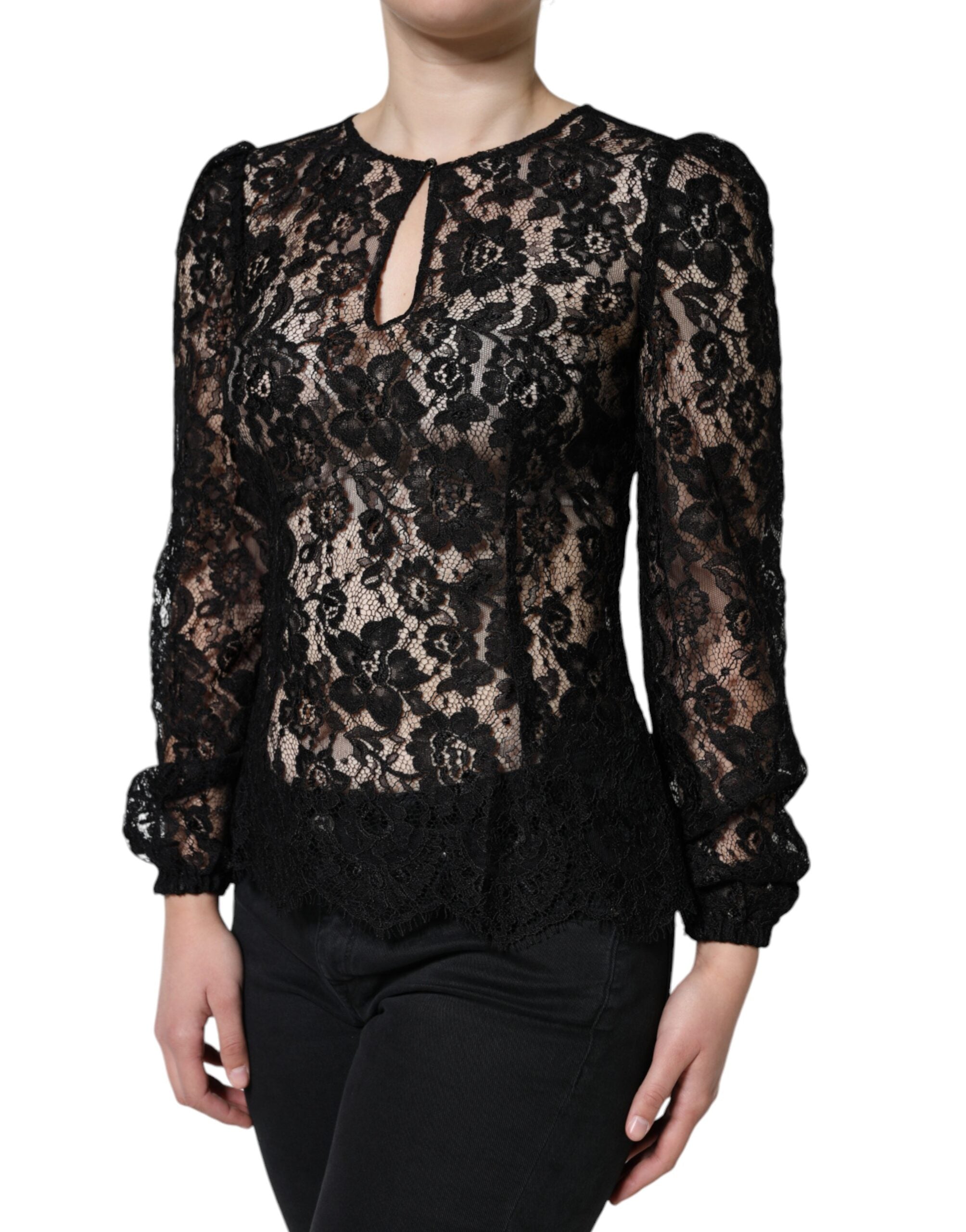 Dolce & Gabbana Black Floral Lace See Through Long Sleeve Top -   -  Dolce & Gabbana. Dolce & Gabbana Black Floral Lace See Through Long Sleeve Top -   -  Dolce & Gabbana.