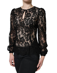 Dolce & Gabbana Black Floral Lace See Through Long Sleeve Top -   -  Dolce & Gabbana.