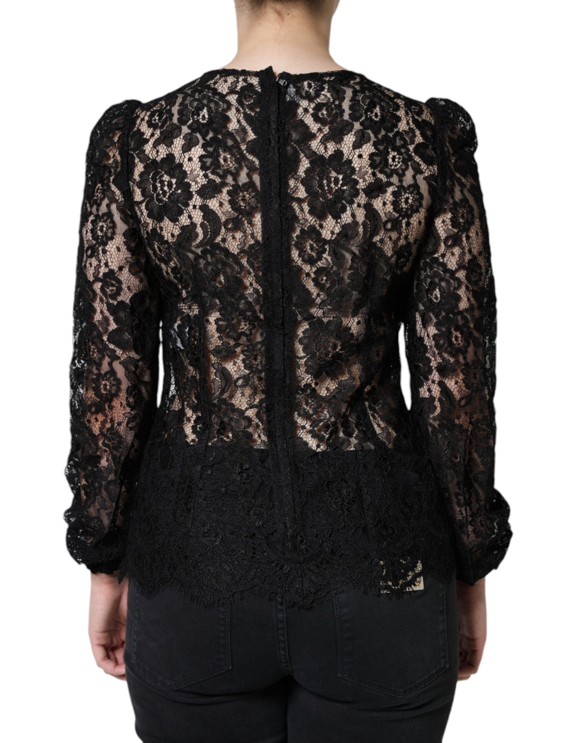 Dolce & Gabbana Black Floral Lace See Through Long Sleeve Top -   -  Dolce & Gabbana. Dolce & Gabbana Black Floral Lace See Through Long Sleeve Top -   -  Dolce & Gabbana.