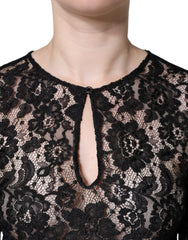 Dolce & Gabbana Black Floral Lace See Through Long Sleeve Top -   -  Dolce & Gabbana.
