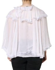 Dolce & Gabbana White Ruffles Lace Long Sleeve Blouse Top -   -  Dolce & Gabbana.