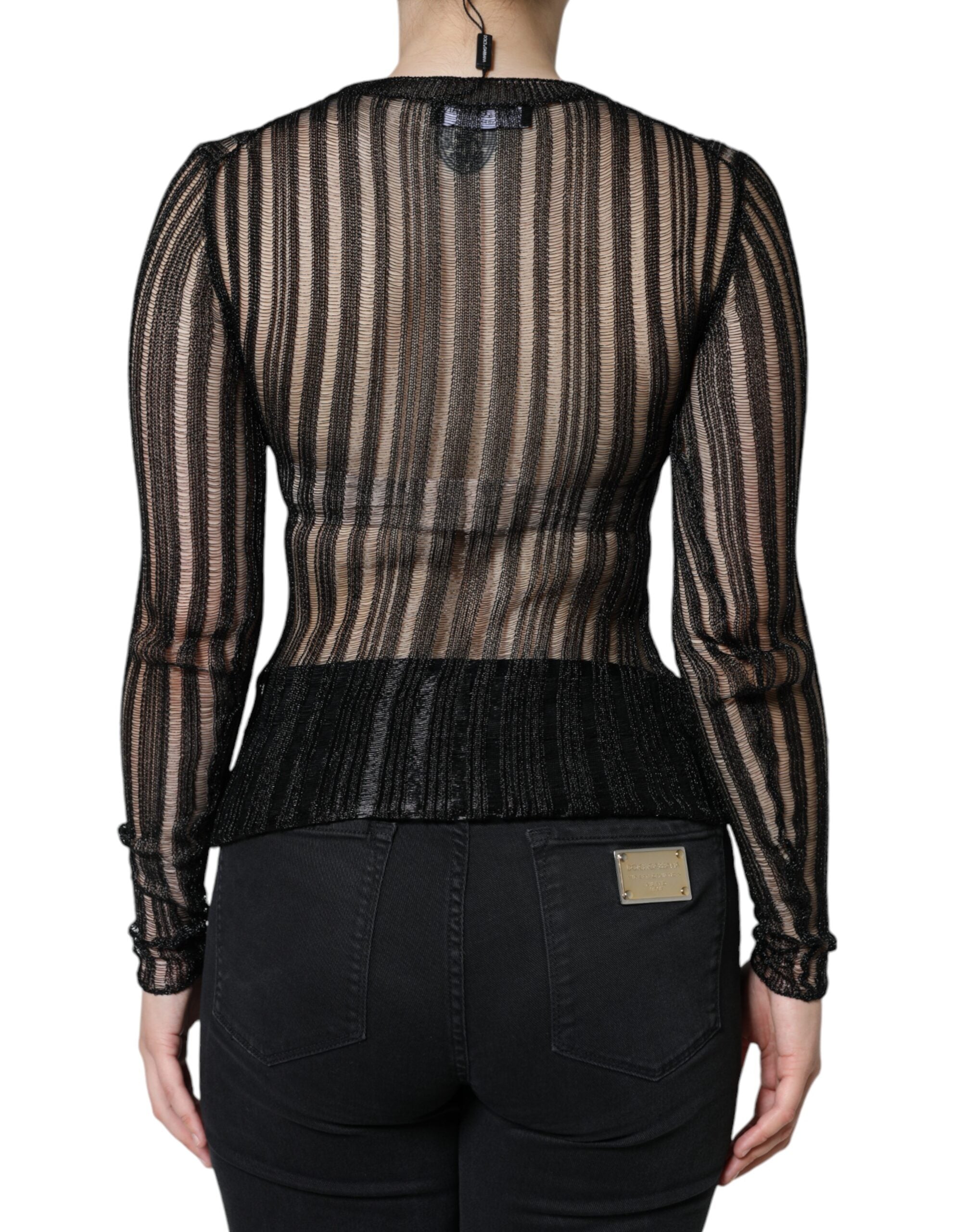 Dolce & Gabbana Black Stripe See Through Long Sleeves Top -   -  Dolce & Gabbana. Dolce & Gabbana Black Stripe See Through Long Sleeves Top -   -  Dolce & Gabbana.