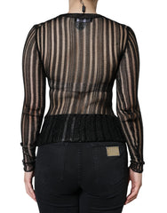 Dolce & Gabbana Black Stripe See Through Long Sleeves Top -   -  Dolce & Gabbana.