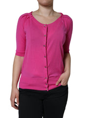 Dolce & Gabbana Pink Wool Button Down Short Sleeve Blouse Top -   -  Dolce & Gabbana.