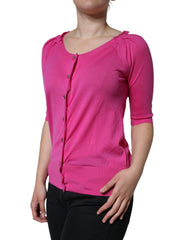Dolce & Gabbana Pink Wool Button Down Short Sleeve Blouse Top -   -  Dolce & Gabbana.
