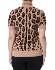 Dolce & Gabbana Beige Leopard Print Wool Turtleneck Top -   -  Dolce & Gabbana.