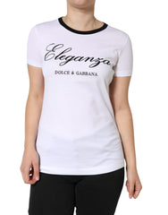 Dolce & Gabbana White Eleganza Print Cotton Short Sleeves T-shirt -   -  Dolce & Gabbana.