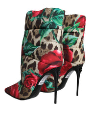 Dolce & Gabbana Multicolor Leopard Rose Mid Calf Boots Shoes -   -  Dolce & Gabbana.