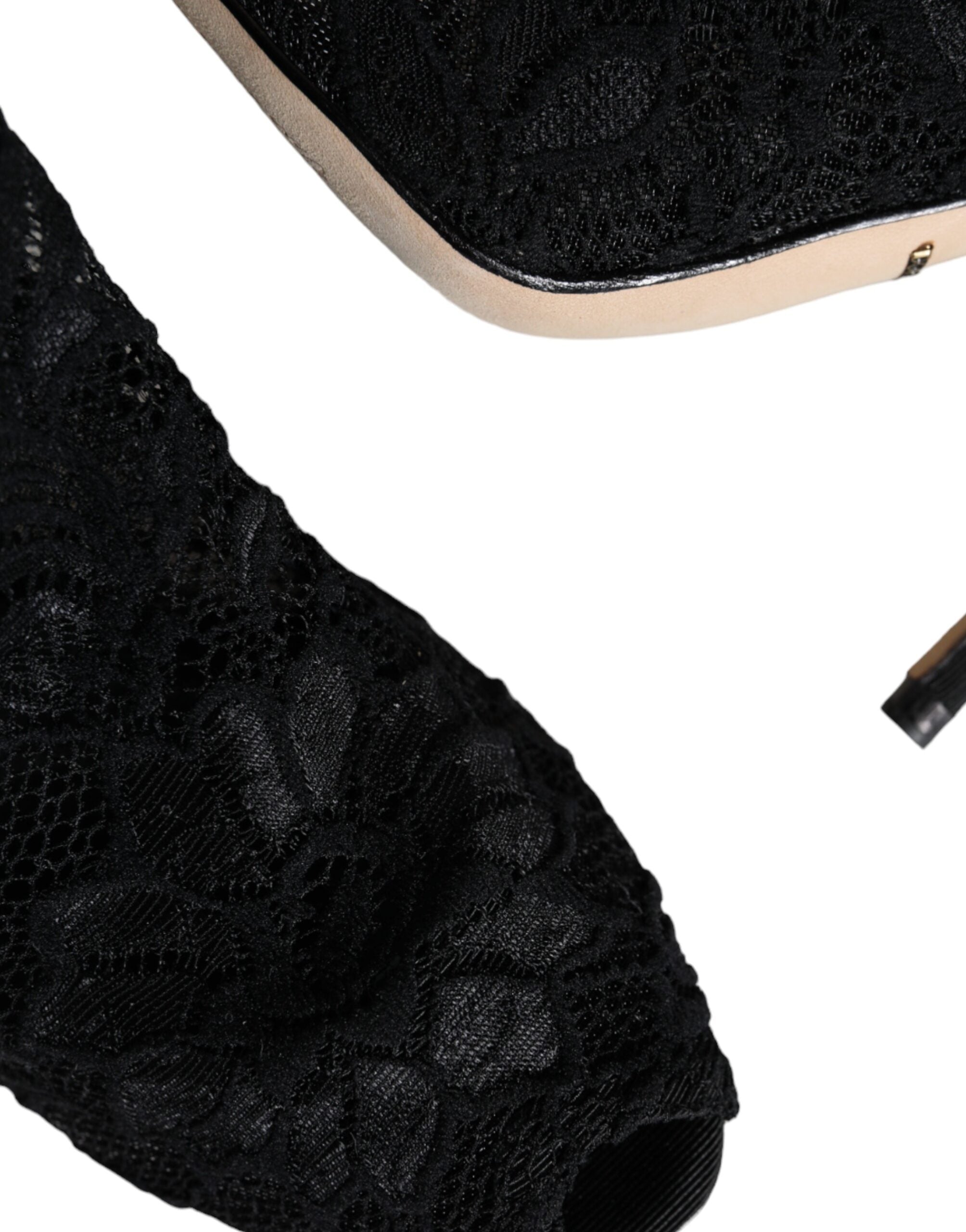 Dolce & Gabbana Black Lace Stretch Heels Mid Calf Boot Shoes -   -  Dolce & Gabbana. Dolce & Gabbana Black Lace Stretch Heels Mid Calf Boot Shoes -   -  Dolce & Gabbana.